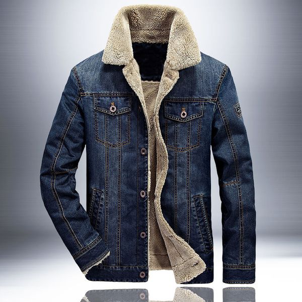 

fashion streetwear men parka winter jackets thick velvet outwear casual coat big size m-6xl cargo warm denim jacket men, Black;brown