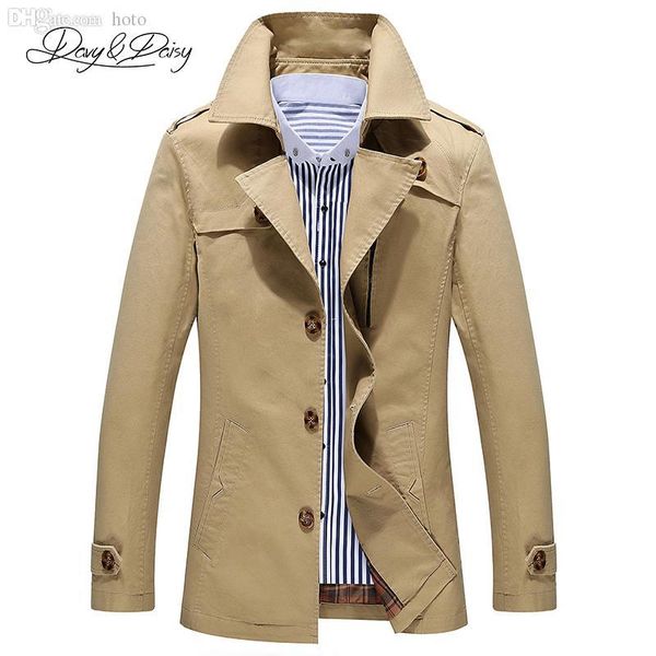 

fall-new arrival trench coat men cotton solid single breasted turn-down collar windbreaker long coats plus size jacket -5xl dct-002, Tan;black