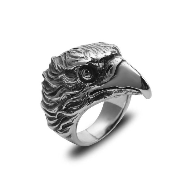 

2020 дизайнер европейского и американского vintage кольцо vintage eagle head ring издевательств мужская big ring, Silver