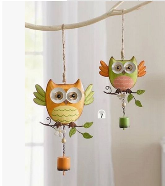 

home & garden decoration ornament gardening store children's room decor metal owl wind chimes.sweet cute owl campanula