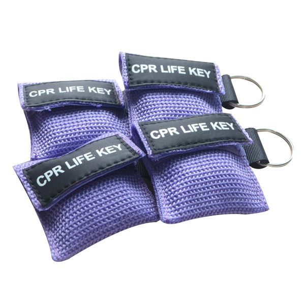 

40pcs life keychain cpr mask health care face shield for aed training first aid rescue survial kit purple
