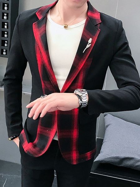 

2019 men's lattice splice suit wedding male blazers luxury suits men business (blazer+pants)mariage homme tuxedo terno masculino, White;black