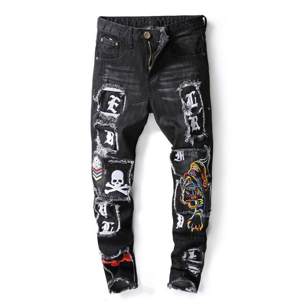 

new arrival brand designer mens 2020 luxury designer jeans men denim slim jeans pants fashion trousers us size 29-38, Blue