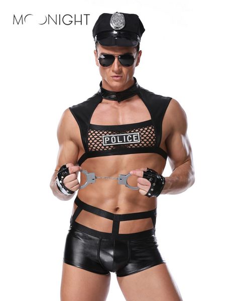 

moonight new men erotic cosplay costume halloween novelty cops uniforms, Black;red