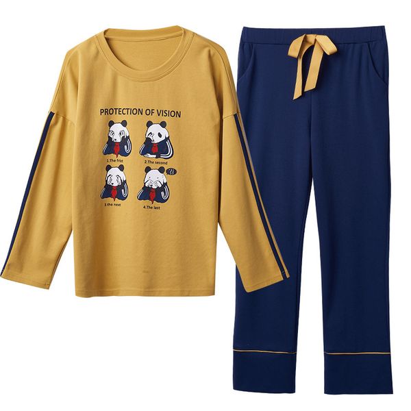 

jrmissli plus size panda cratoon pajama set autumn casual pajamas for women sleepwear female nightwear, Blue;gray