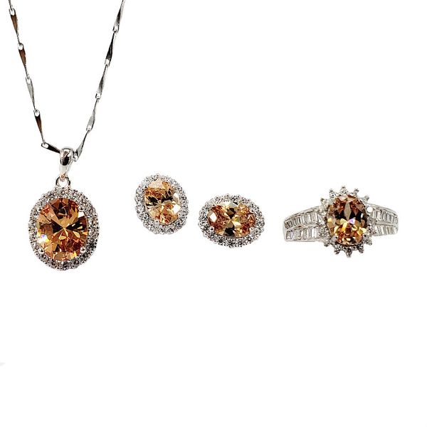 

s925 pure silver inlaid color treasure suit the gift for valentine's day, Golden;white