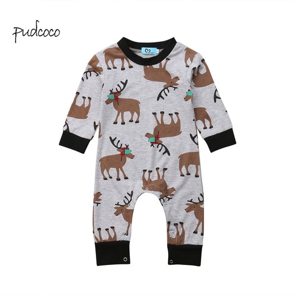 

Pudcoco New Brand Toddler Infant Baby Boys Girls XMAS Deer Long Sleeve Jumpsuit Outfit Clothes