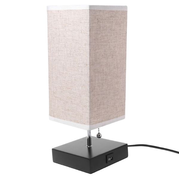 2019 Wood Base Fabric Shade Bedside Table Lamp With Usb Port Pull Switch Modern Design From Kirke 56 33 Dhgate Com