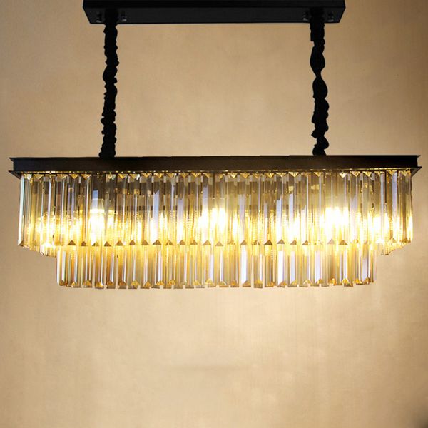 2019 Lampadario di cristallo moderno rettangolare lustro Lampadari di cristallo a montaggio semiflush Apparecchi di illuminazione per soggiorno