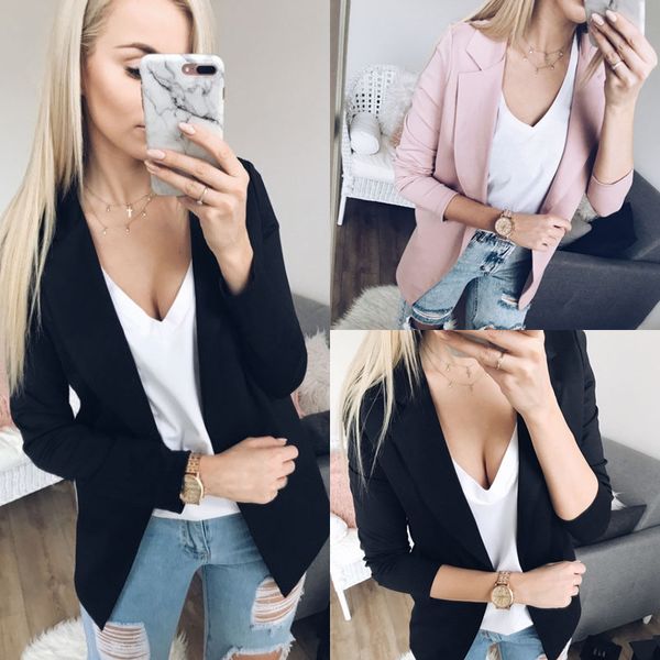 

OL Slim Casual Long Sleeve Blazer Feminino Women Blazers and Jackets Top Suit Casual Blazer Jacket Cardigan Open Stitch Zip-up