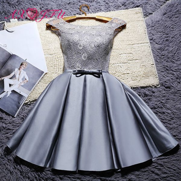 

axjfu short red lace evening dresses grey flower customize ruffles lace up bow evening dresses little white dress, White;black
