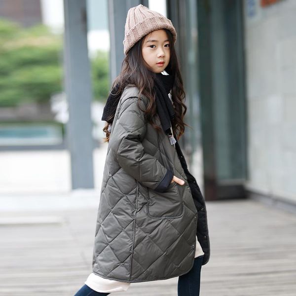

2019 winter new children literary retro down jacket loose casual thin and light outerwear modis kids clothes down jacket y1965, Blue;gray