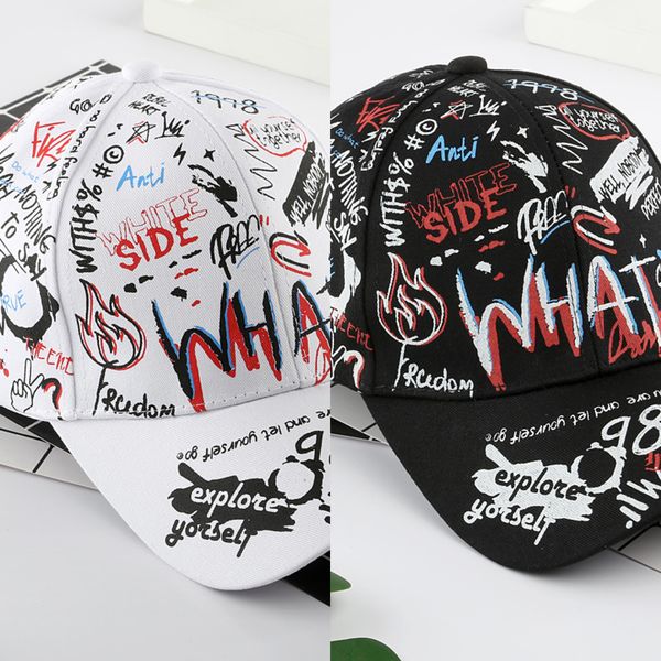 

outdoor hip hop sun protection student duck hat ladies trendy street shooting wild men's graffiti baseball caps, Blue;gray