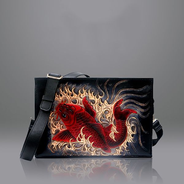 

designer hand carved men flap bag genuine leather shoulder crossbody bag