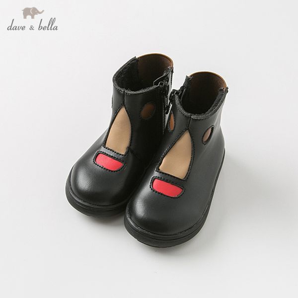 

db11317 dave bella winter girl' fashion boots children leather shoes girl boots leather shoes, Black;grey