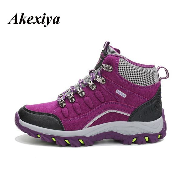 

winter high women hiking waterproof trekking boots mountain climbing shoes sports rubber sole shoes nubuck men couple