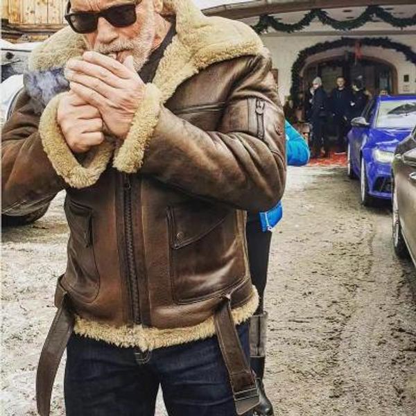 

men faux fur leather coat jacket lamb wool liner outerwear cashmere coat leather jacket fur men plus size 5xl, Black