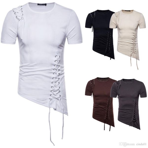 

slim fit нештатных дизайн короткие рукава короткие t рубашка мода лето бинты crew neck большой размер t shirt, White;black