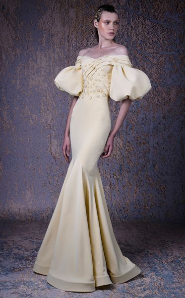 

mermaid prom dresses off shoulder puffy short sleeves satin appliqued floor length evening dresses custom made party dress, Black