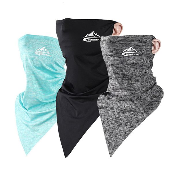 

sport silk cycling face mask bandana helmet neck bike face mask summer scarf anti-uv running headband scarves for outdoors, Black