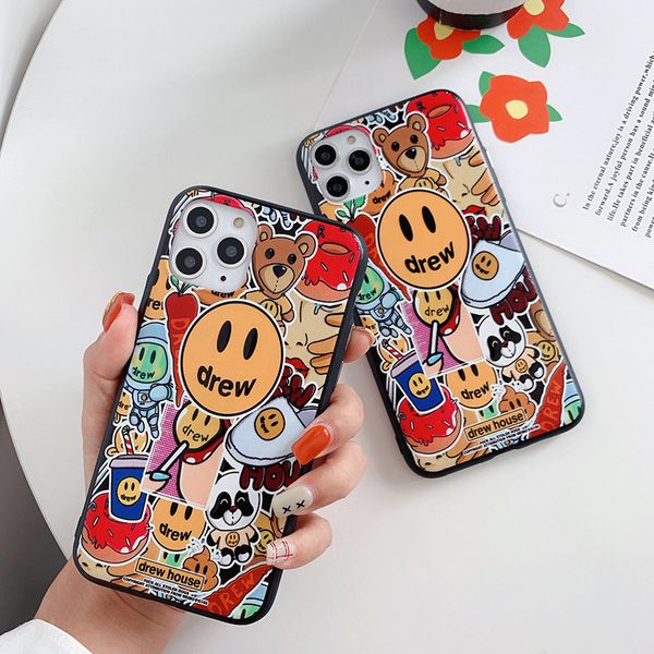 

good quality luxury trend brand justin bieber drew house phone case for iphone x xs xr 11 pro max 8 7 plus smiley face soft tpu cover