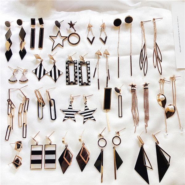 

high-end fashion earrings for women temperament stainless steel earrings girls party wedding tassel earrings jewelry gifthigh-end fashion ea, Golden