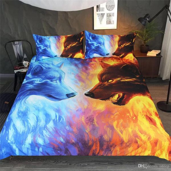 

3d printing couple wolf 2 3 pcs bedding set animals duvet cover with pillowcase