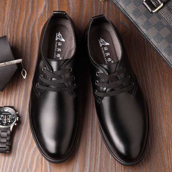 

2019 formal shoes men round toe men dress shoes leather oxford formal for fashion dress footwear 38-44, Black