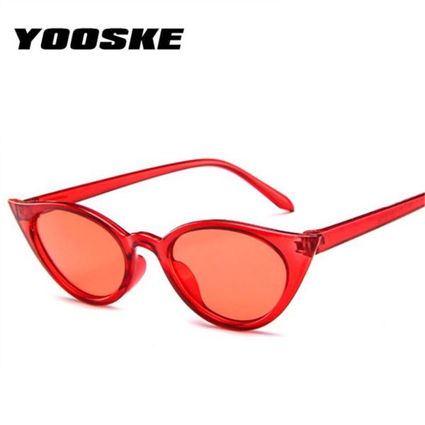 

yooske women small cat eye sunglasses designer sun glasses red ladies sunglass female cateye mirror uv400, White;black