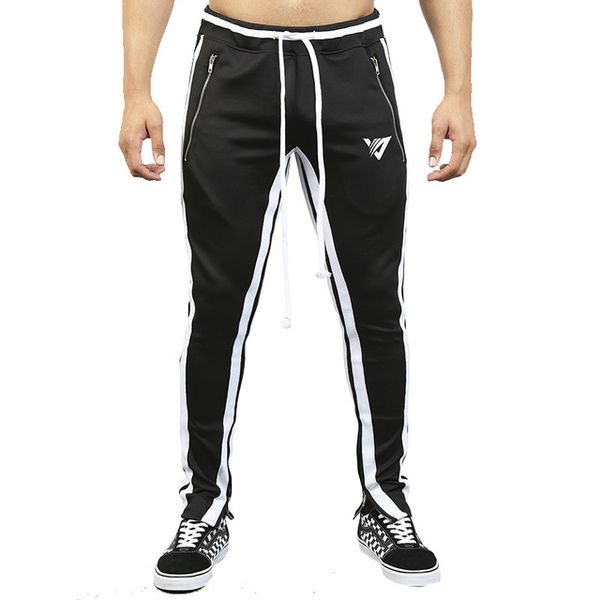 

men's sweatpants 2019 new slim running feet feet pants casual trousers men, Black;blue