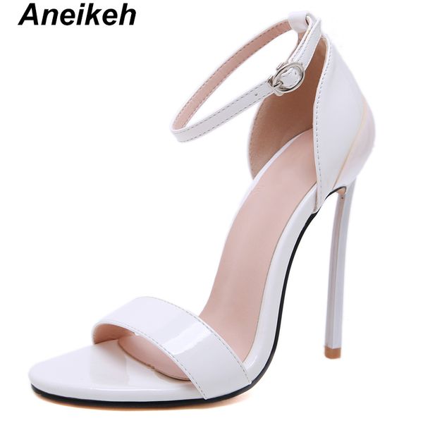 

aneikeh 2019 women high heels sandals summer shoes buckle strap sandals pumps peep toe cover heel ol office & career dress shoe, Black