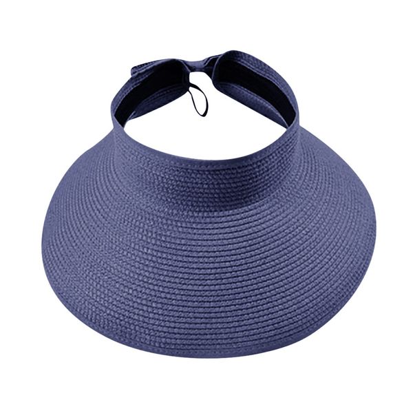 

empty foldable straw hat foldable travel beach solid color summer travel caps czapka z daszkiem casquette #bl5, Blue;gray