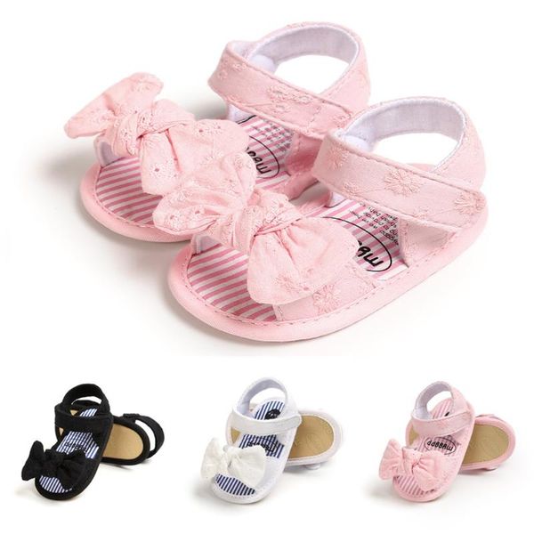

newborn kid baby girls shoes cute toddler first walk summer sandals shoes baby bowknot design solid color walking, Black;red