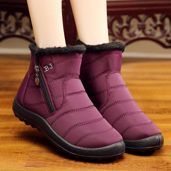 

2019 women boots waterproof winter women shoes couple snow boots warm fur antiskid bottom keep warm mother casual, Black