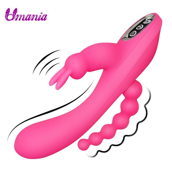 10 Vibrationsmuster Kaninchen G-Punkt-Vibrator Wasserdicht Dreifachmassage Anal Vagina Klitoris Stimulator Sexspielzeug für Frauen Paare C19010501