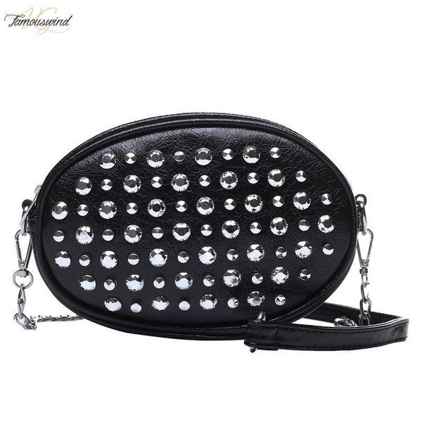 

studded with rivets oval women crossbody bag 2020 new rivet shoulder bag casual zipper messenger bag pu fashion pockets chest
