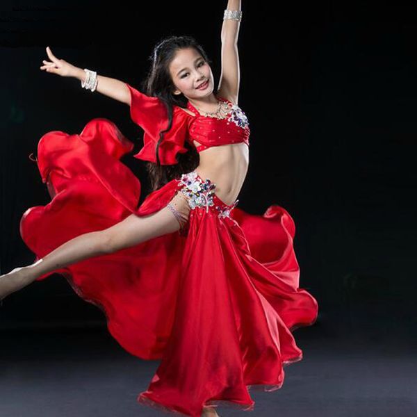 

stage wear design +skirt oriental belly dancing costume outfits for kids/children bellydance set dresseses suits s/m/l, Black;red