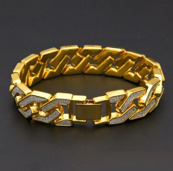 

подарок Mens Hip Hop Золотые браслеты Симулированные бриллиантовые браслеты ювелирны