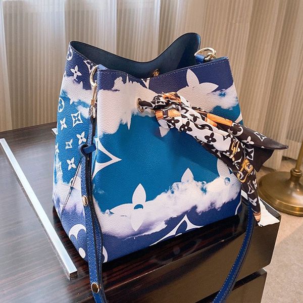 

famous bucket bags handbags canvas shoulder bags fashion platform bucket bag women triple flower printing crossbody bag m45126 type2