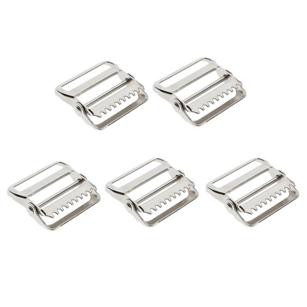 

5pcs metal ladder lock buckle slider adjustable backpack strap buckle, Black