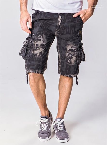 

with multiple pockets zipper fly casual hemme shorts camouflage print man summer shorts designer baggy overalls, White;black