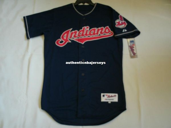 

majestic cleveland blank blue on field jersey mens stitched wholesale big and tall size xs-6xl baseball jerseys, Black;blue