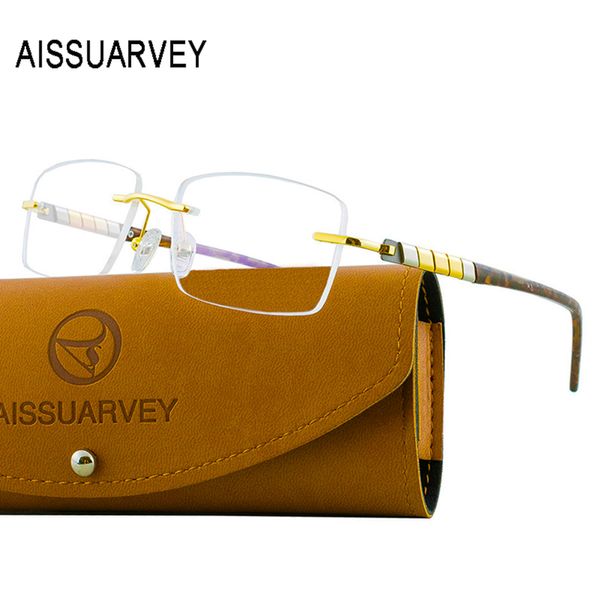 

steel stainless titanium eyeglasses frames men optical rimless eyewear prescription brand reading goggles, Black