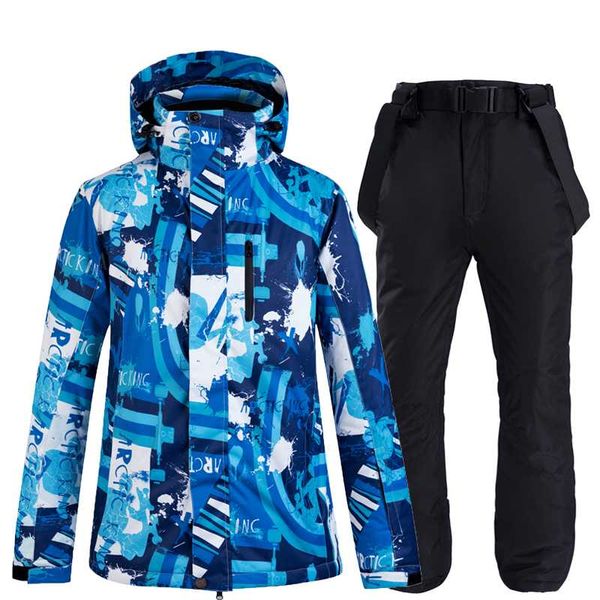 

outdoor sports wear men's snow suit snowboarding clothing waterproof windproof winter ski suit sets jackets + bibs snow pants