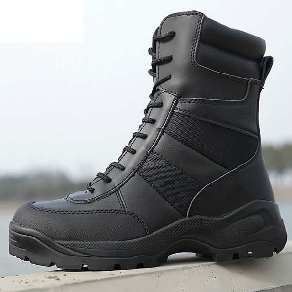 

tactical combat boots men leather waterproof black camping trekking outdoor shoe man climbing hunting hiking shoes