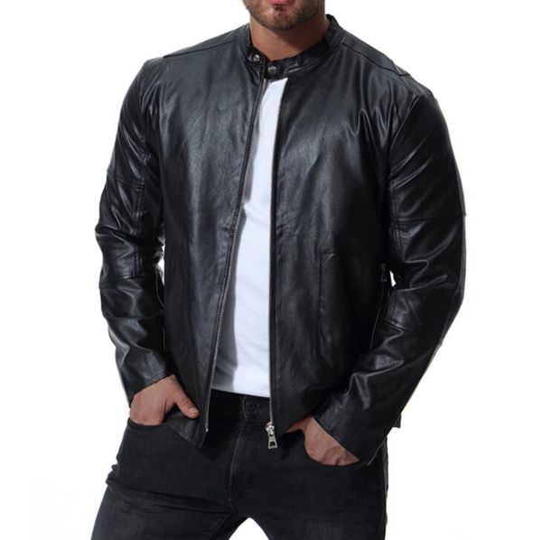 

mens leather jacket spring slim motorcycle leather coat men jackets clothes personalized jaqueta de couro stage street fashion, Black