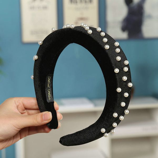 

satin pearl broad edge thick headband femmel blue alice band cerchietto aliceband sports hair band beauty hairwear erers, Black;brown