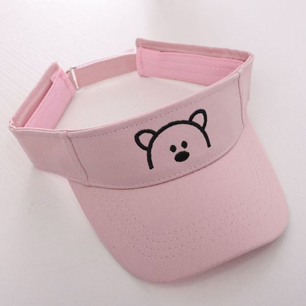

fashion summer cartoon bear pattern kids sun visors cotton visor cap cute sweet style girls boys sun protection pink black white, Blue;gray