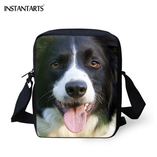 

instantarts симпатичные 3d border collie dog печать женщины мужчины сумки посыльного детская мини crossbody сумка casual девушки парни bookb