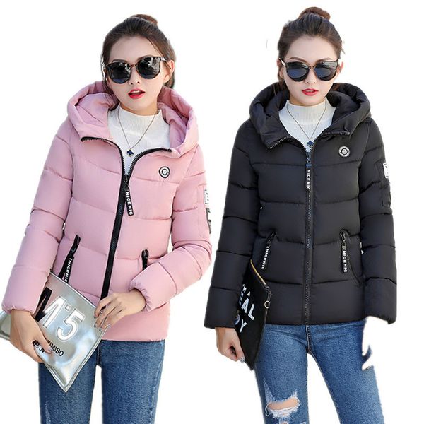 

2019 winter casual hooded jacket women short down cotton padded coat parkas female plus size 5xl outerwear women's jackets r977, Tan;black